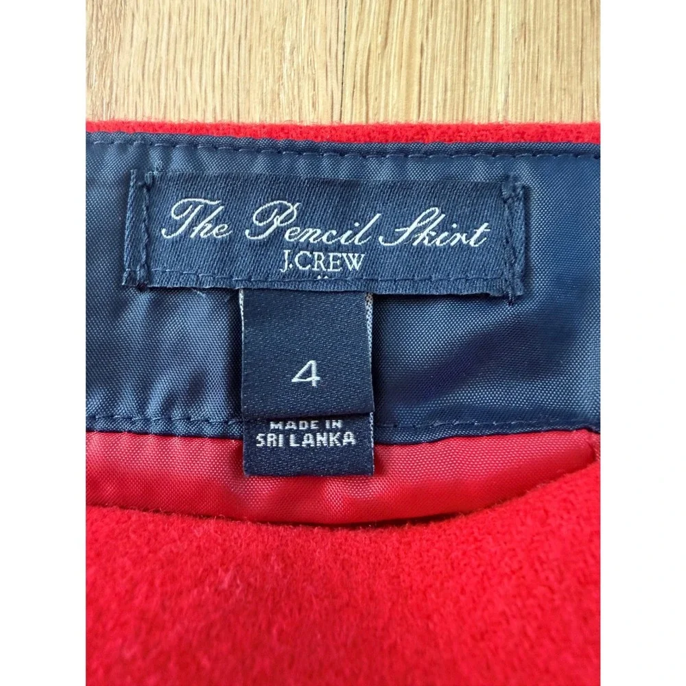 J.Crew The Pencil Skirt Red Wool Blend Classic Work Holiday Officecore Sz 4